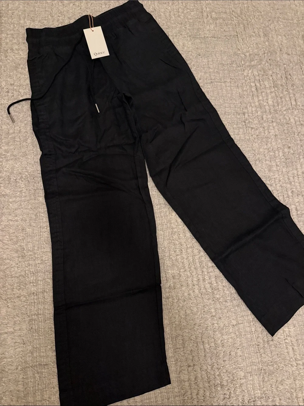 Quince Black Drawstring Linen Pants